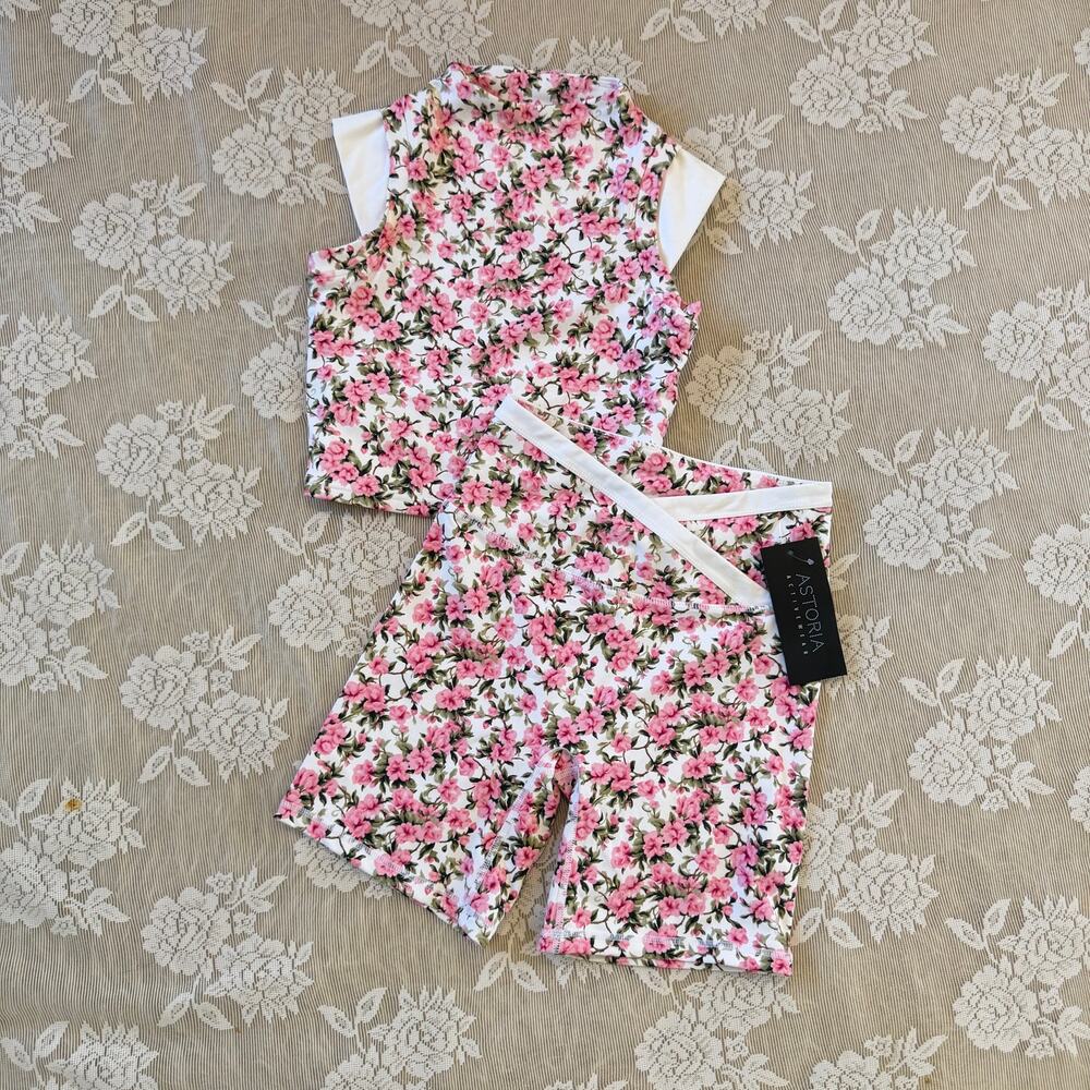 Astoria Activewear Pink Floral Workout Set S/M